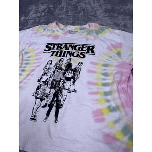 Tie-dye Stranger Things Graphic Print Crop Top Women's Large T-shirt Nice Retro